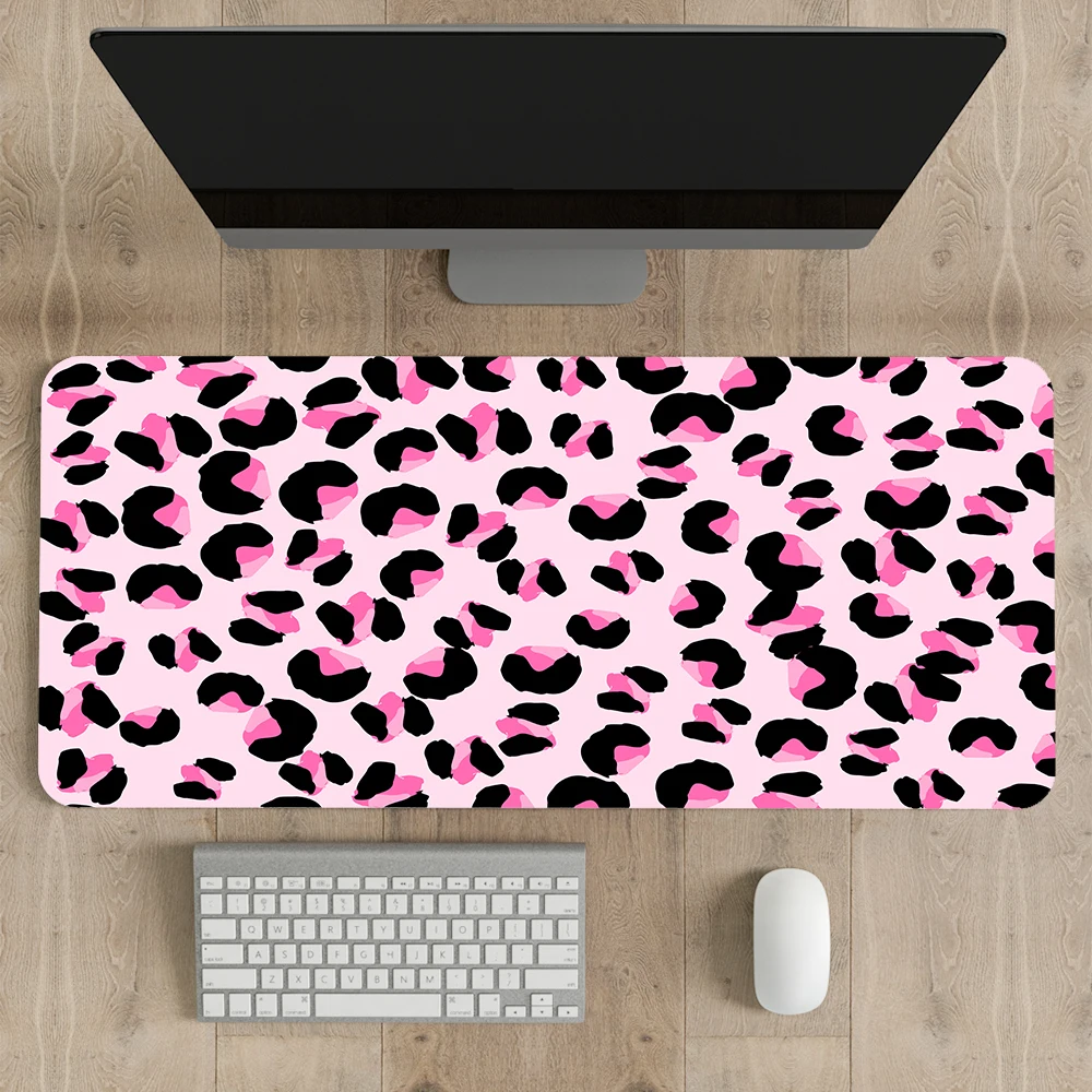 Pink Leopard print Mousepad Custom Home Computer Keyboard Pad Desk Mat Laptop Soft Anti-slip Table Mat XX Big Mouse Pad