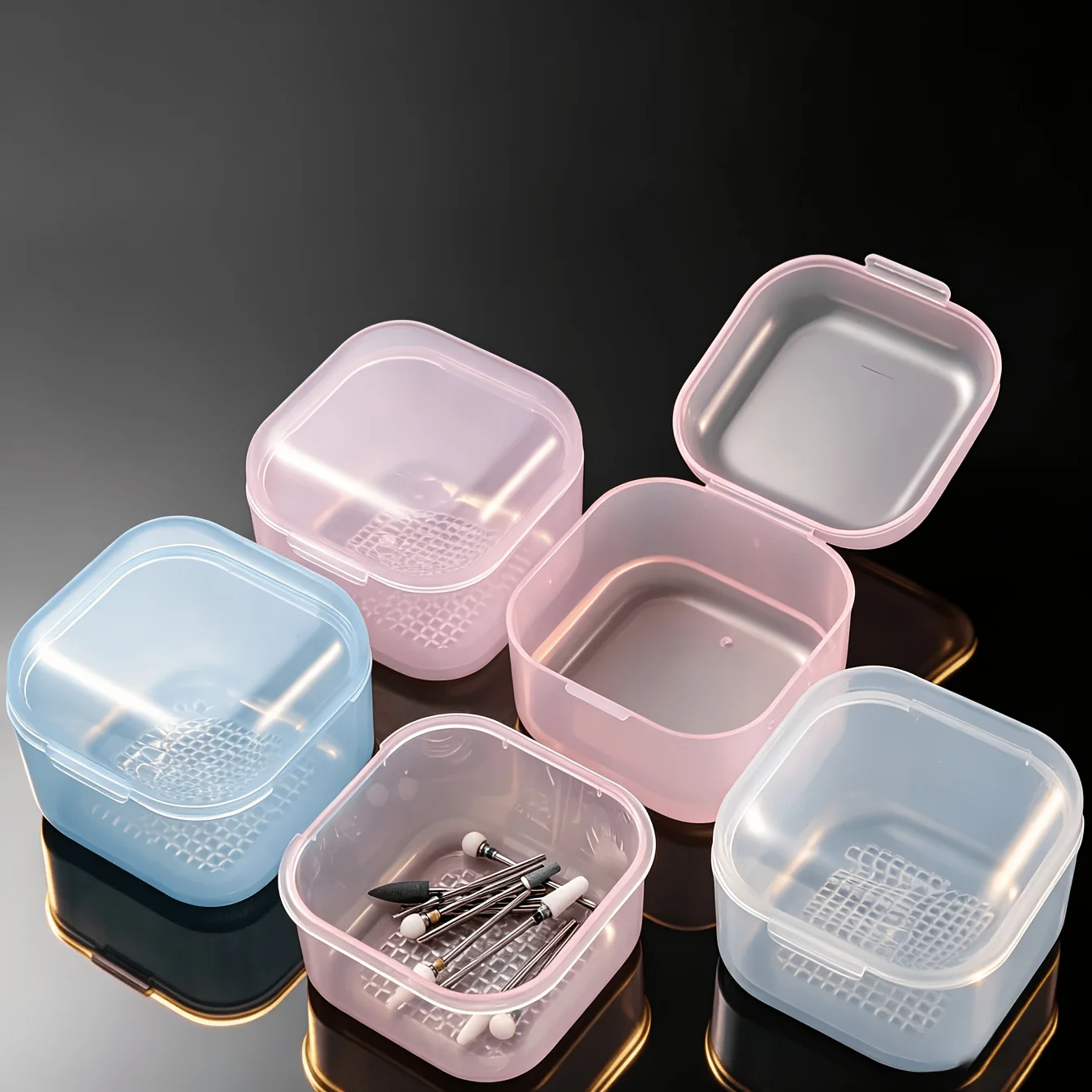 Nail Drill Bit Box, Double-Layer Draining Cleaning Case, Nail Tool Soaking Storage Box, Multiple Colors Available