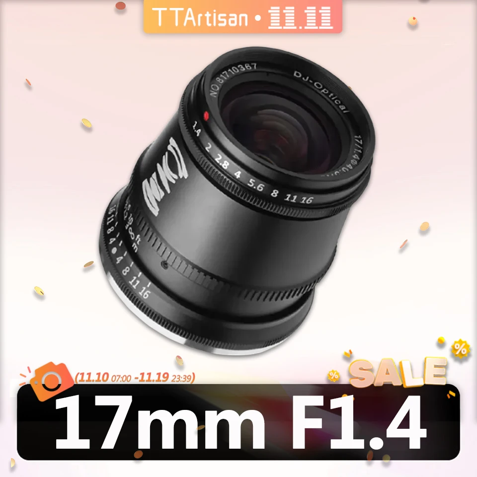 TTArtisan APS-C 17mm F1.4 Travel Photography Humanities Camera Lens for Nikon Z5 Olympus EPM2 Sony A6000 A6400