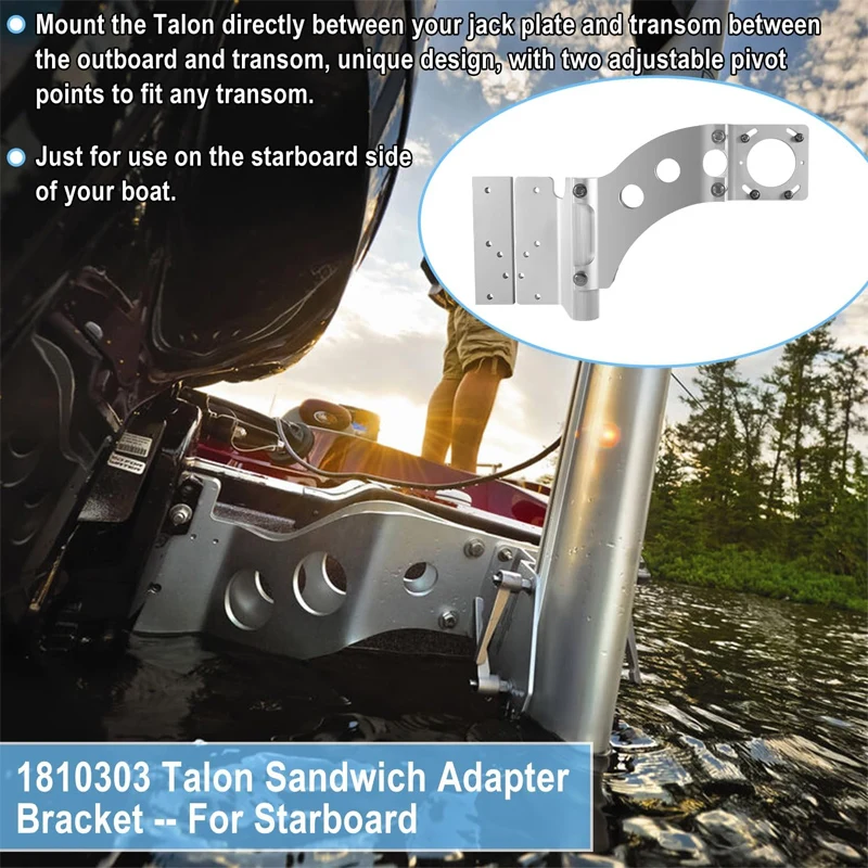 Reemplazo para Minn Kota 1810303 Talon, adaptador de sándwich, soporte de montaje de placa Jack resistente, soportes de montaje para estribor