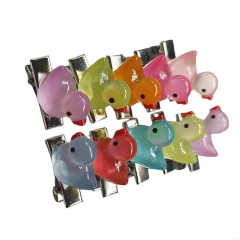 M6CD 10ピースかわいいアヒルヘアアクセサリーセット黄色のアヒルのヘアクリップキッズパーティースクールコスチューム小道具髪の飾り