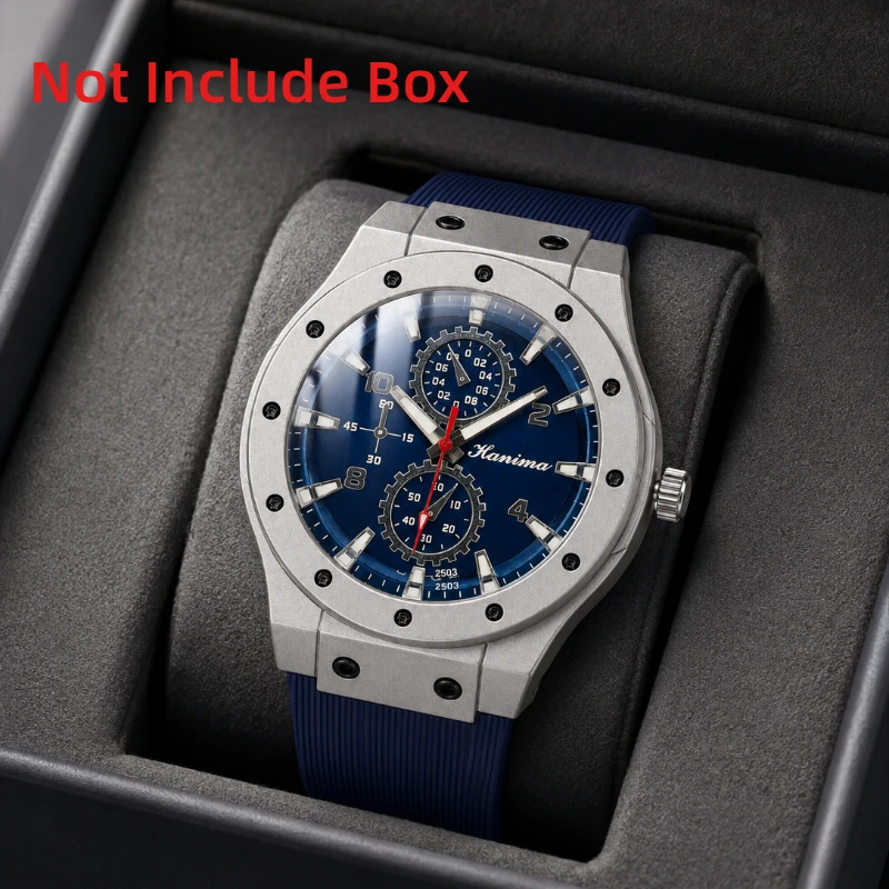 Fashion Men Sports Quartz Wrist Watch Blue Dial Soft Silicone Band Silver Alloy Case Male Watch Business Casual Man Watches