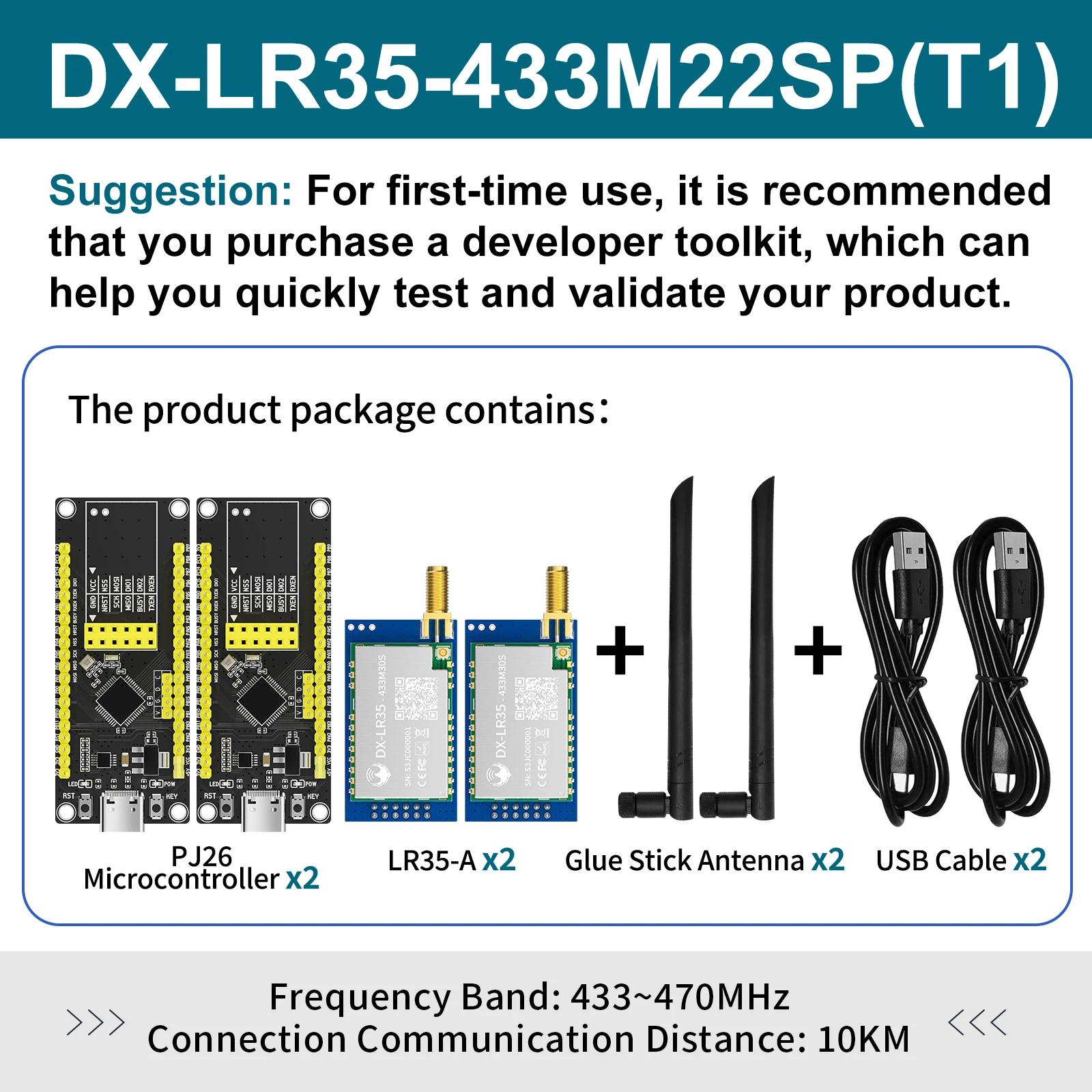 DX-LR35-900M30 Dev Kit SX1262+PA amplifier LoRa Module 868MHz 915MHz 30dBm Long Distance 10km Wireless RF Transceiver Module LNA