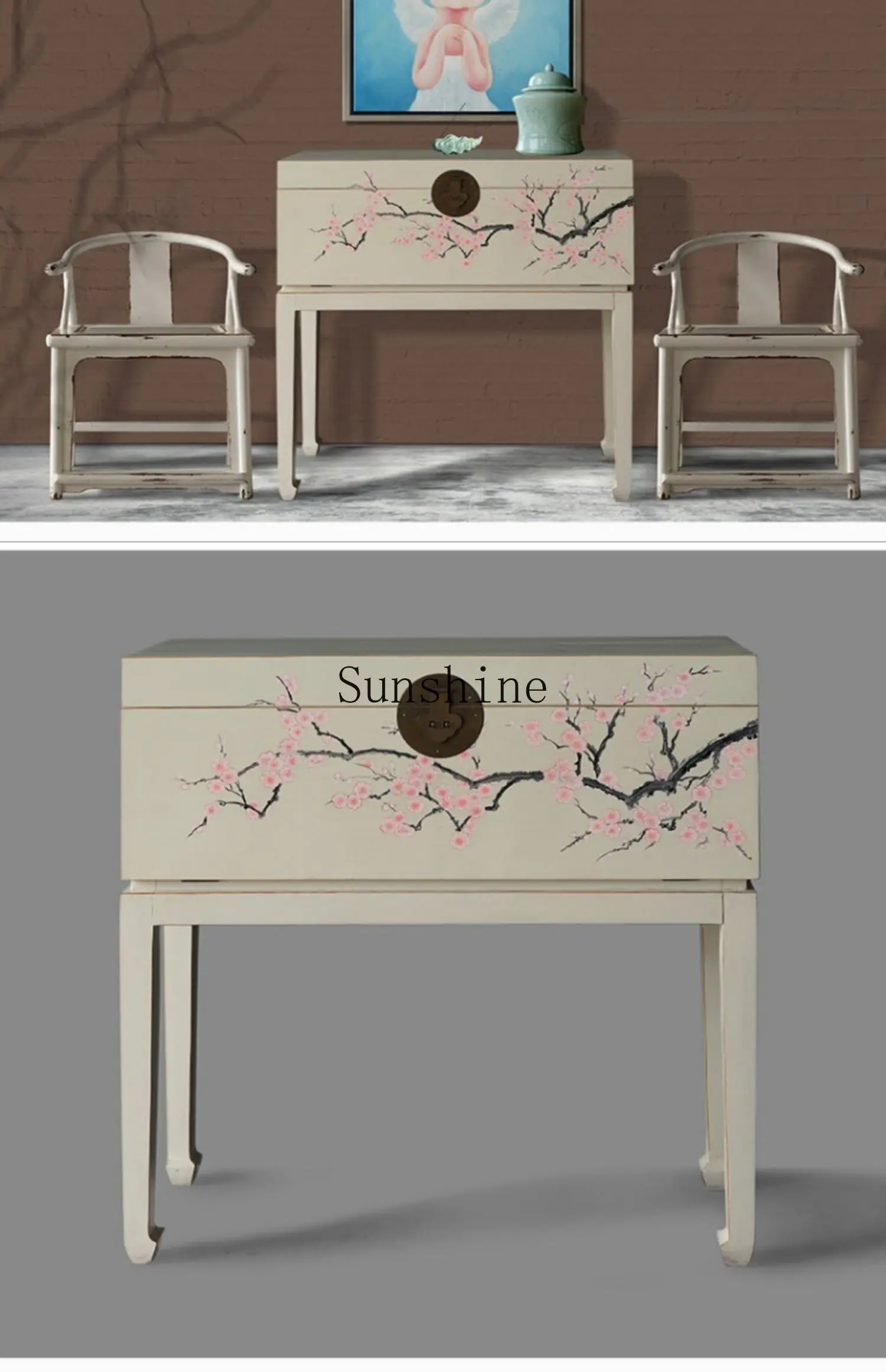 Integrated wine cabinet against the wall New Chinese-style household living room Solid wood kitchen side cabinet