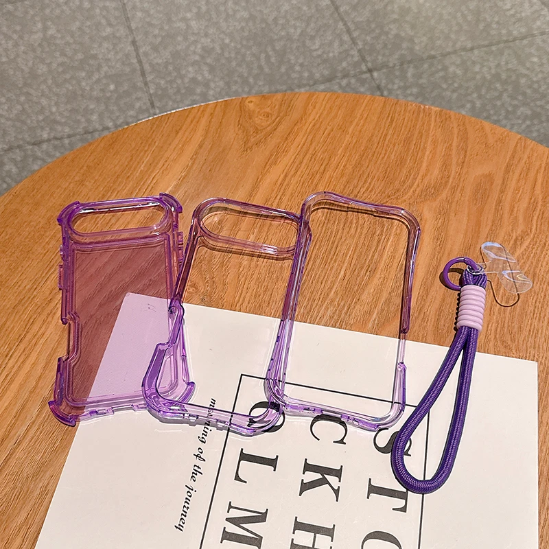 3IN1 الثقيلة درع كاندي اللون واضح جراب هاتف آيفون 17 الهواء 16 15 14 زائد 13 برو ماكس مع الحبل غطاء وقائي للصدمات #5