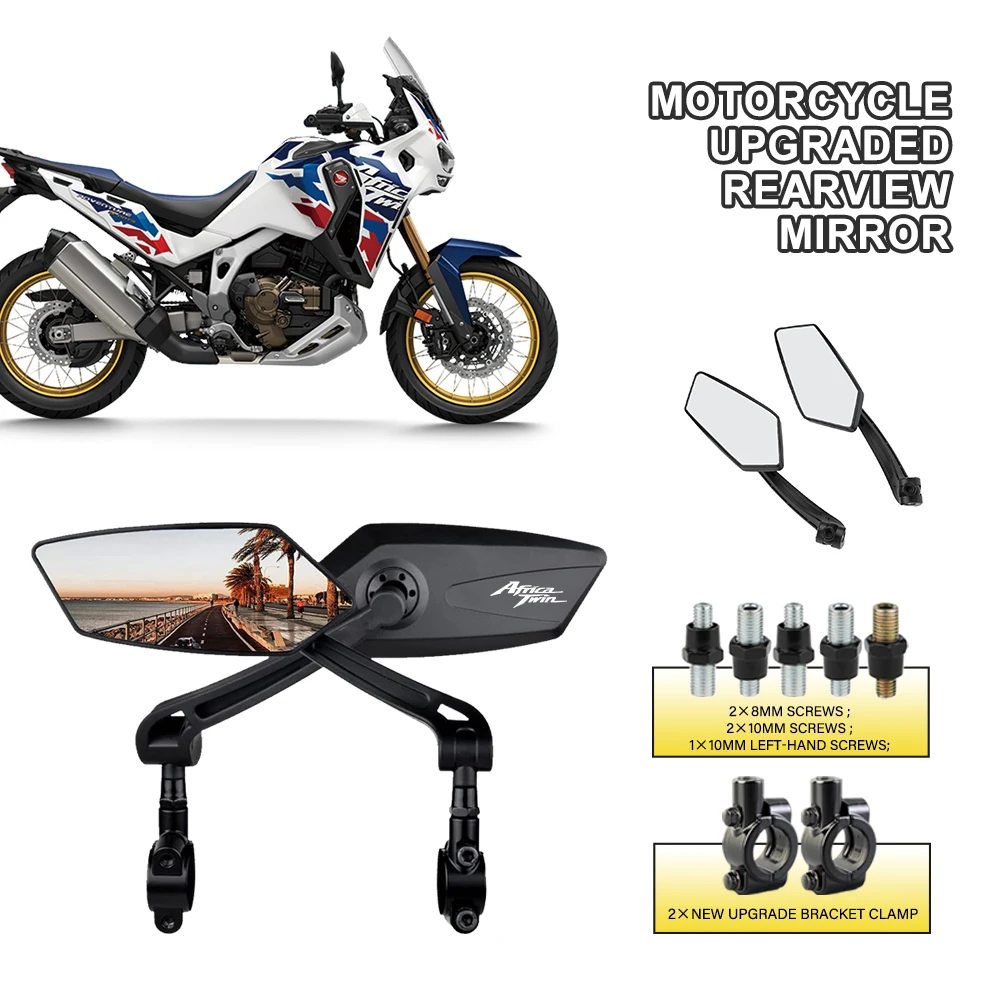 360° Rotatable Motorbike Side Mirror Hd Premium Glass Lens ForCRF1100L Africa Twin CRF1000L Africa Twin XRV750 Africa Twin