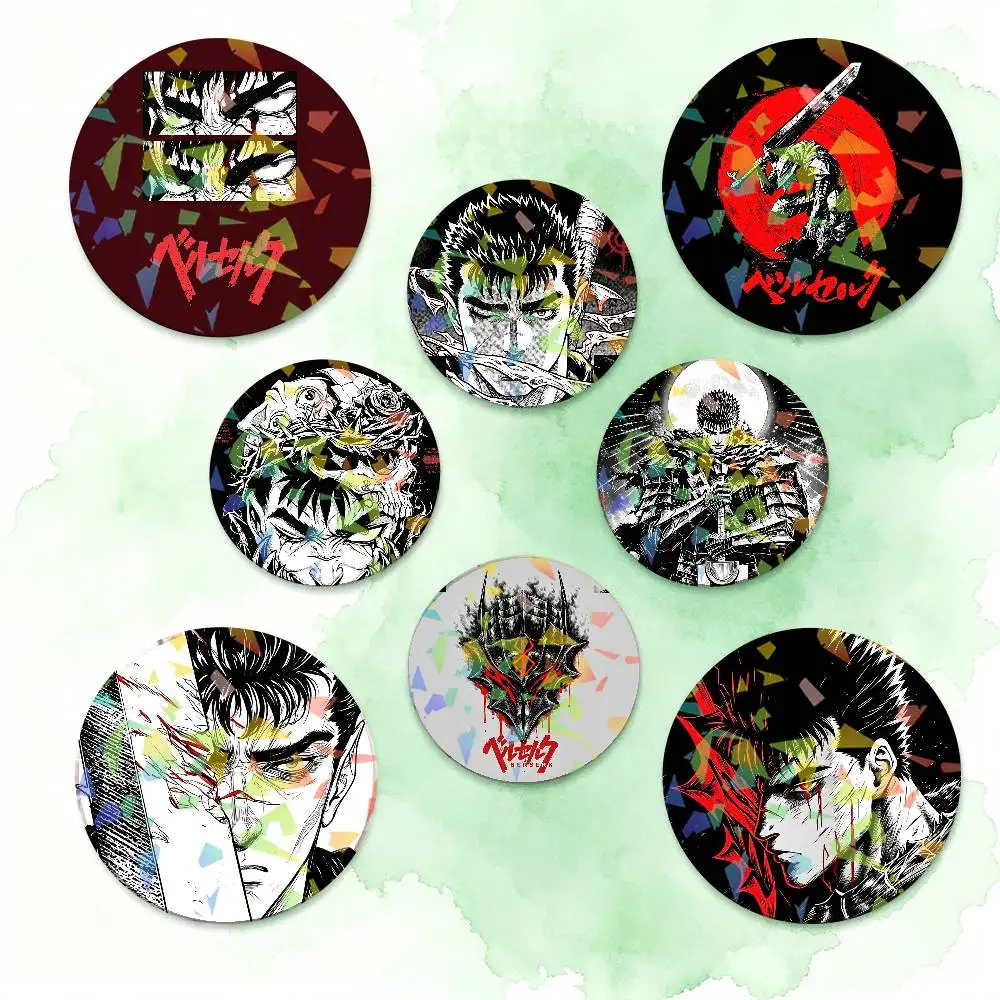 Comics B-BeRsErK Round Badge for Backpack Accessories Laser Lapel Pins Jewelry Gifts