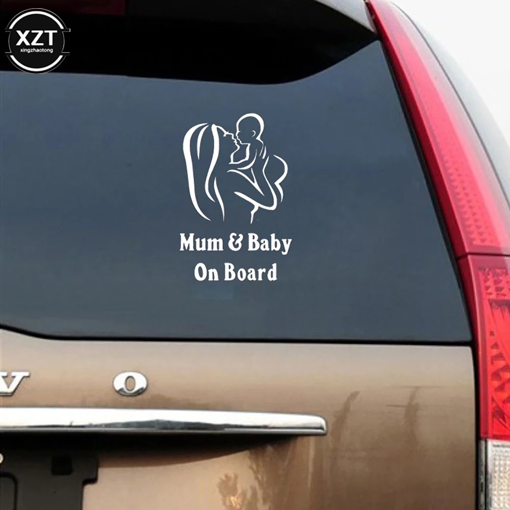 18*12cm Car Sticker 3D MUM And Baby On Board Reflective Laser Vinyl Car Sticker Motorcyc Styling Black Silve view 3