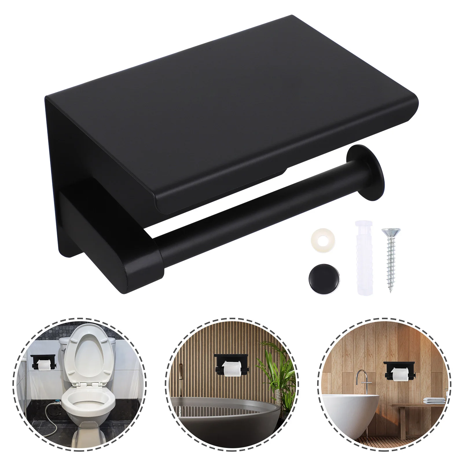 

Набор из 1 современного настенного держателя для салфеток с подставкой для телефона из нержавеющей стали, органайзер для ванной комнаты, самоклеящийся держатель для бумажных салфеток