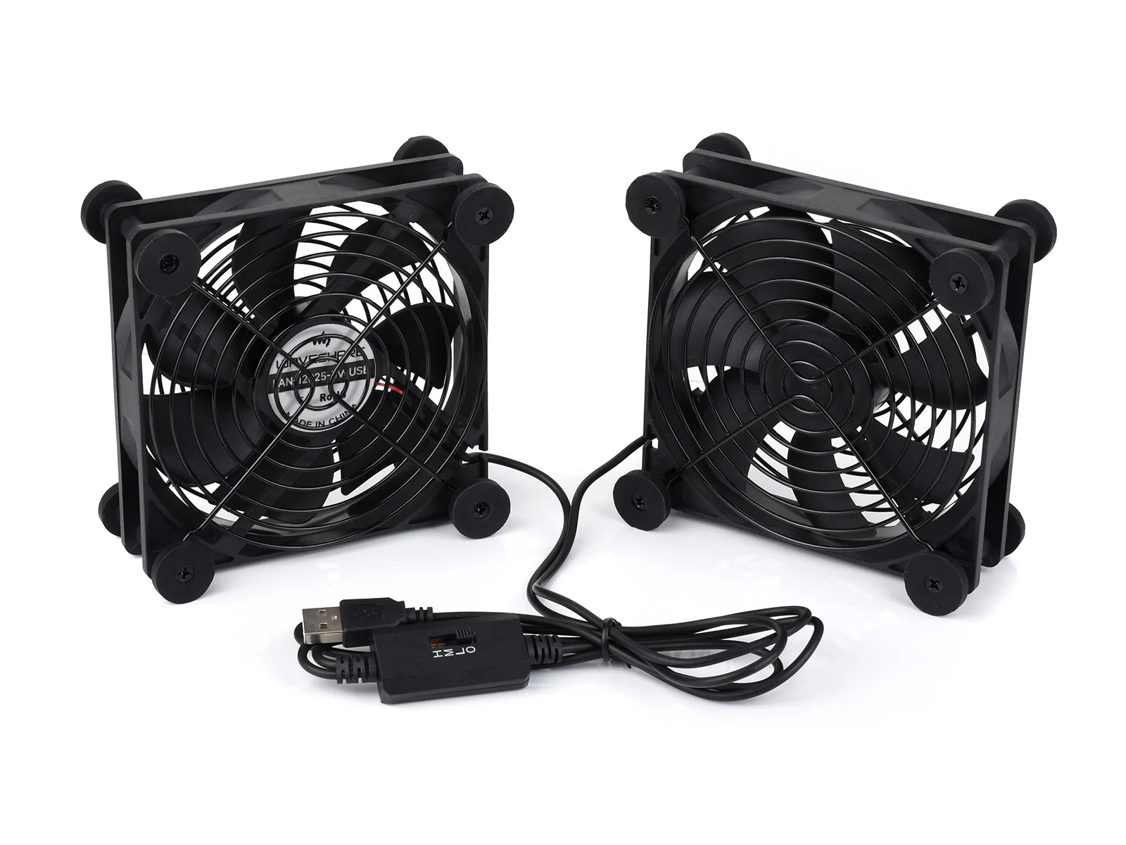 120mm USB 5V Quiet Cooling Fan 3-Speed Adjustable Metal Grill Protective 52CFM for Router PS5 NAS Cabinet - view 2