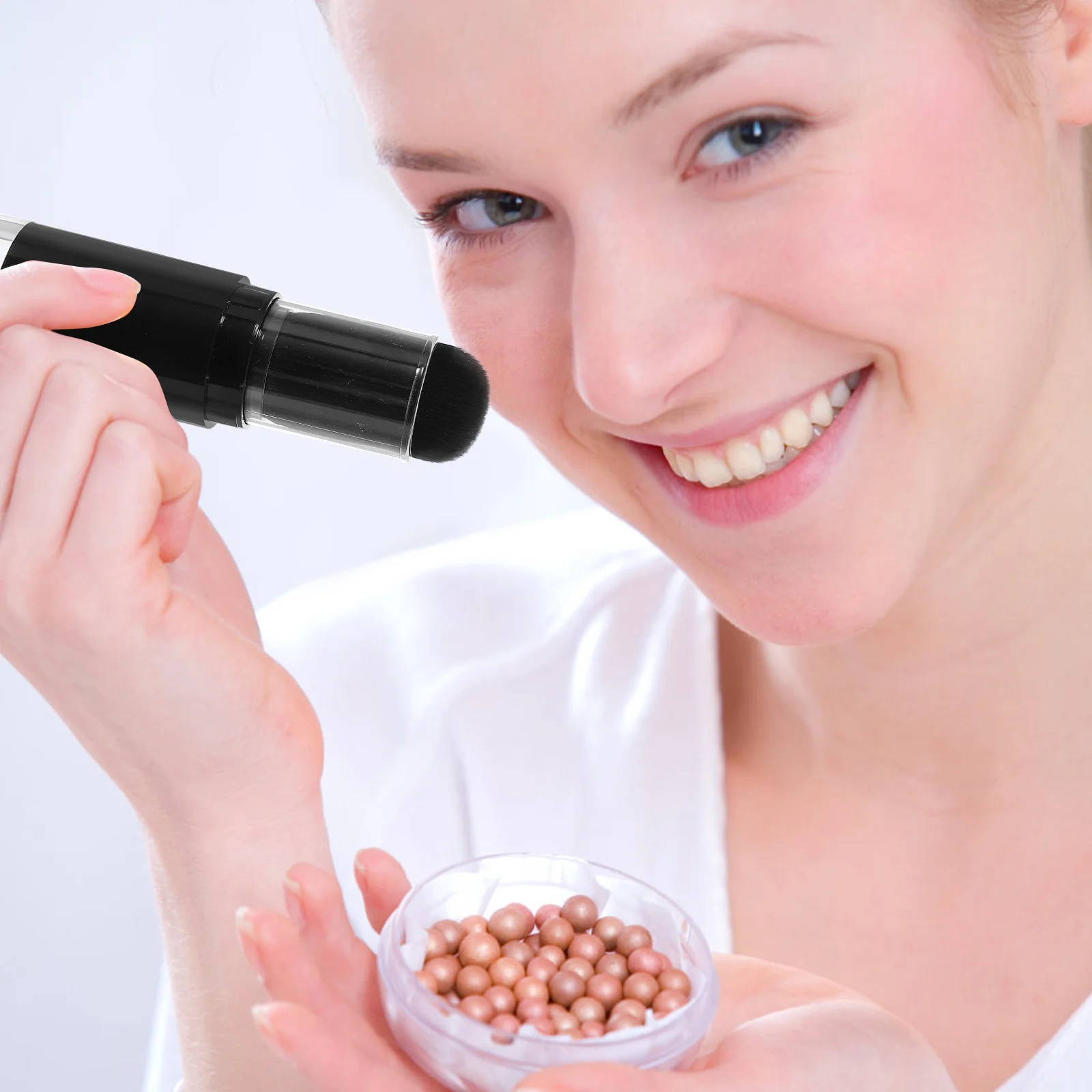 

Powder Brush Refillable Loose Powder Jar Foundation Blush Makeup Travel Compact Nail Dust Cleaning Brush Foundation