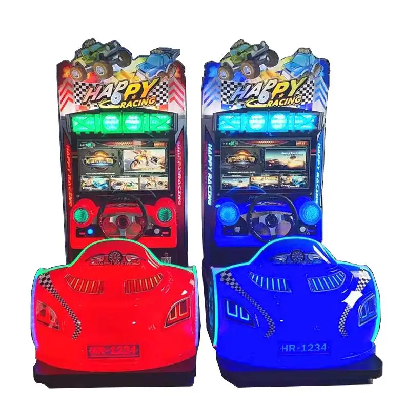 آلة لعبة سباق المحاكاة الديناميكية لعجلة القيادة السعيدة للأطفال للبيع