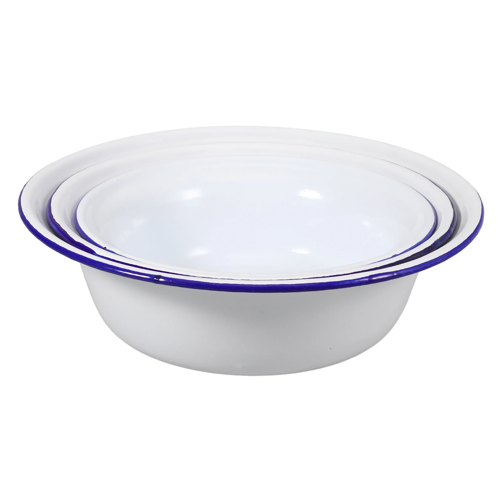 

3pcs White Set 14cm 16cm 18cm Retro Kitchenware Bowl Soup Decorative Soup Basin Holder Lard Basin Food Storage Container