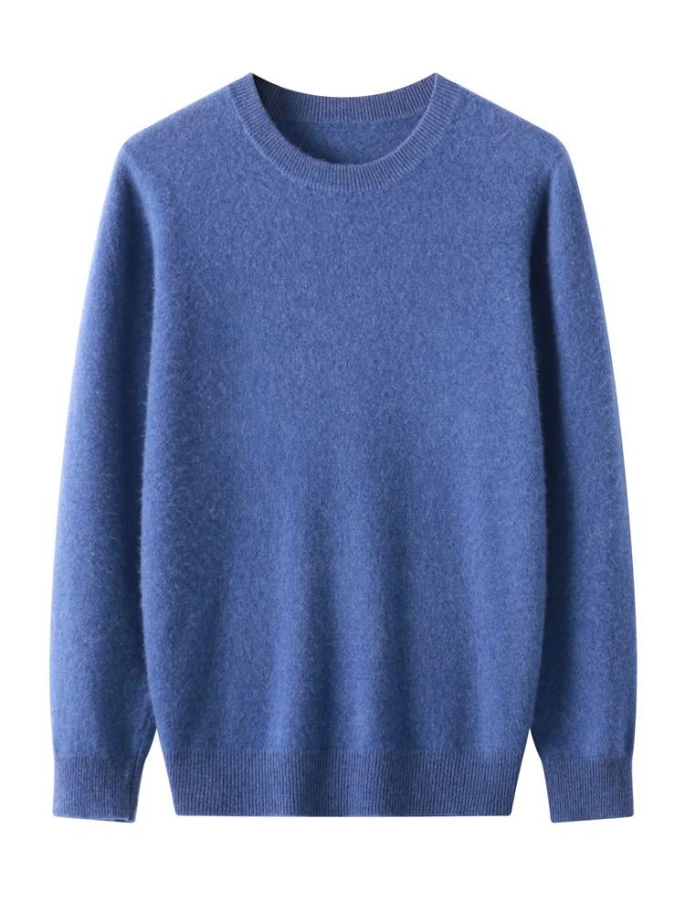 Pull en cachemire à manches longues et col rond pour hommes, 100% pure laine mérinos, pull décontracté, haut basique, automne et hiver, nouveaux produits, 24