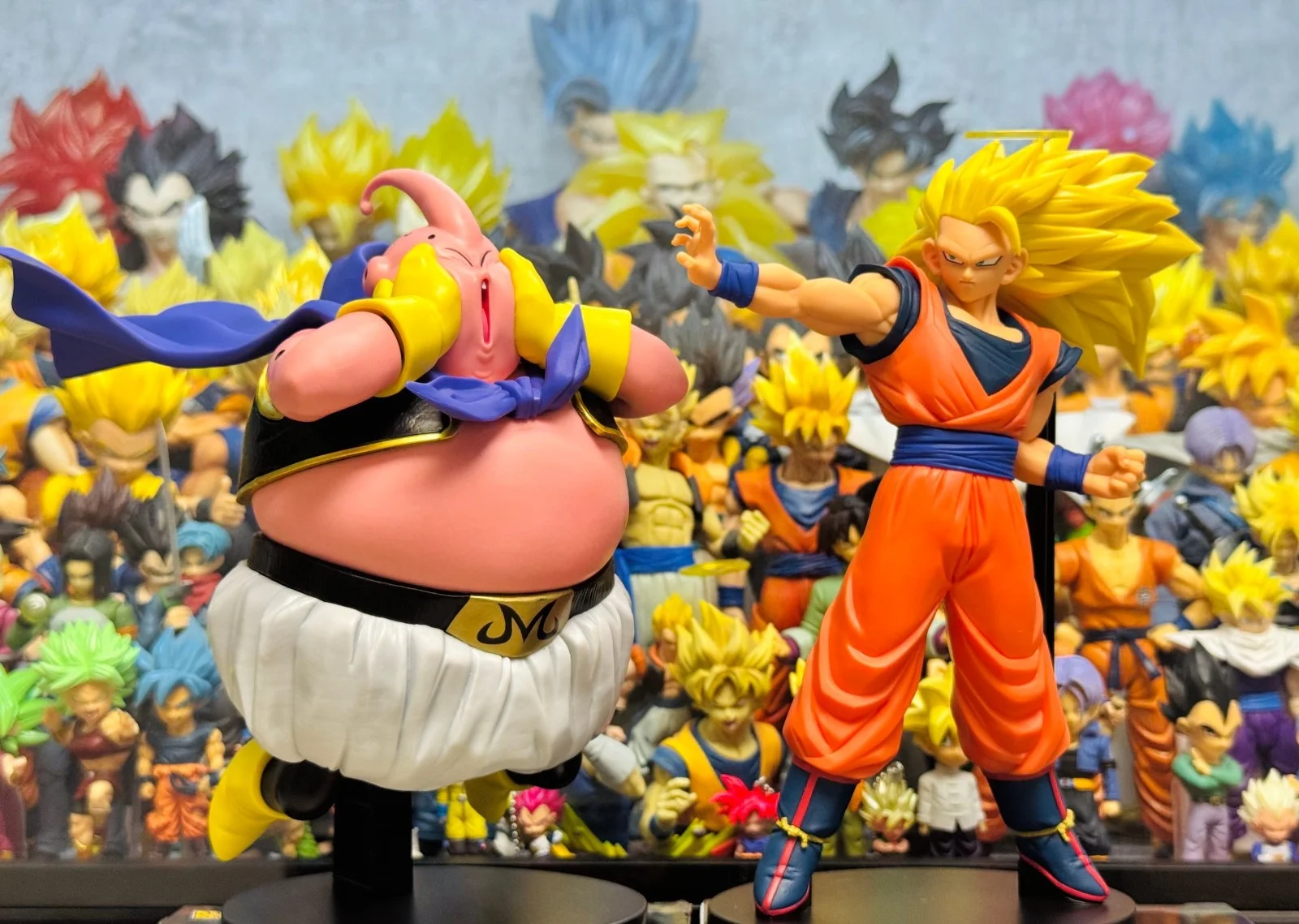 

Bandai in Stock Original BANPRESTO MATCH MAKERS Dragon Ball Z Majin Buu VS Super Saiyan 3 SUN GOKU Anime Action Figures Toys