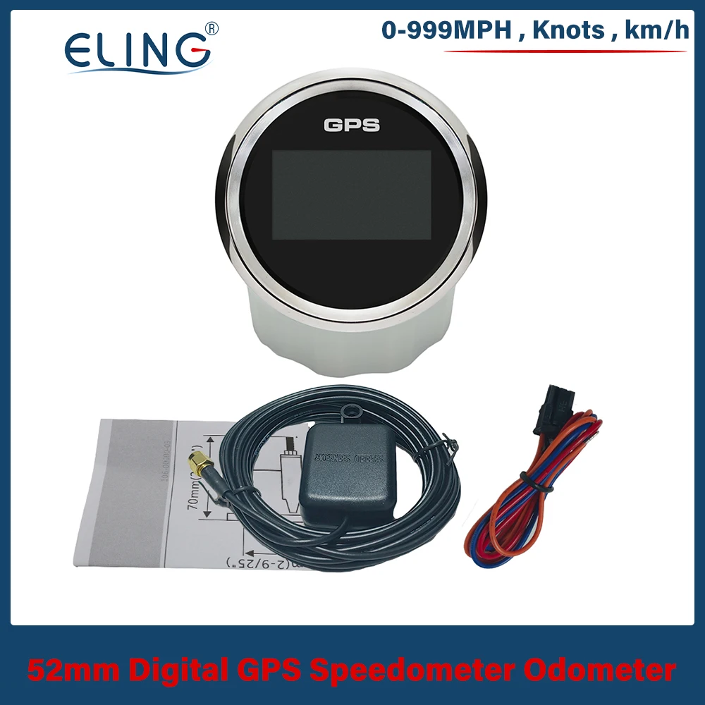 ELING العالمي 85 مللي متر 0-999 عقدة km/ساعة mph رحلة GPS عداد السرعة مع عداد المسافات 8 ألوان الخلفية هوائي GPS لسيارة قارب 12 فولت/24 فولت #2