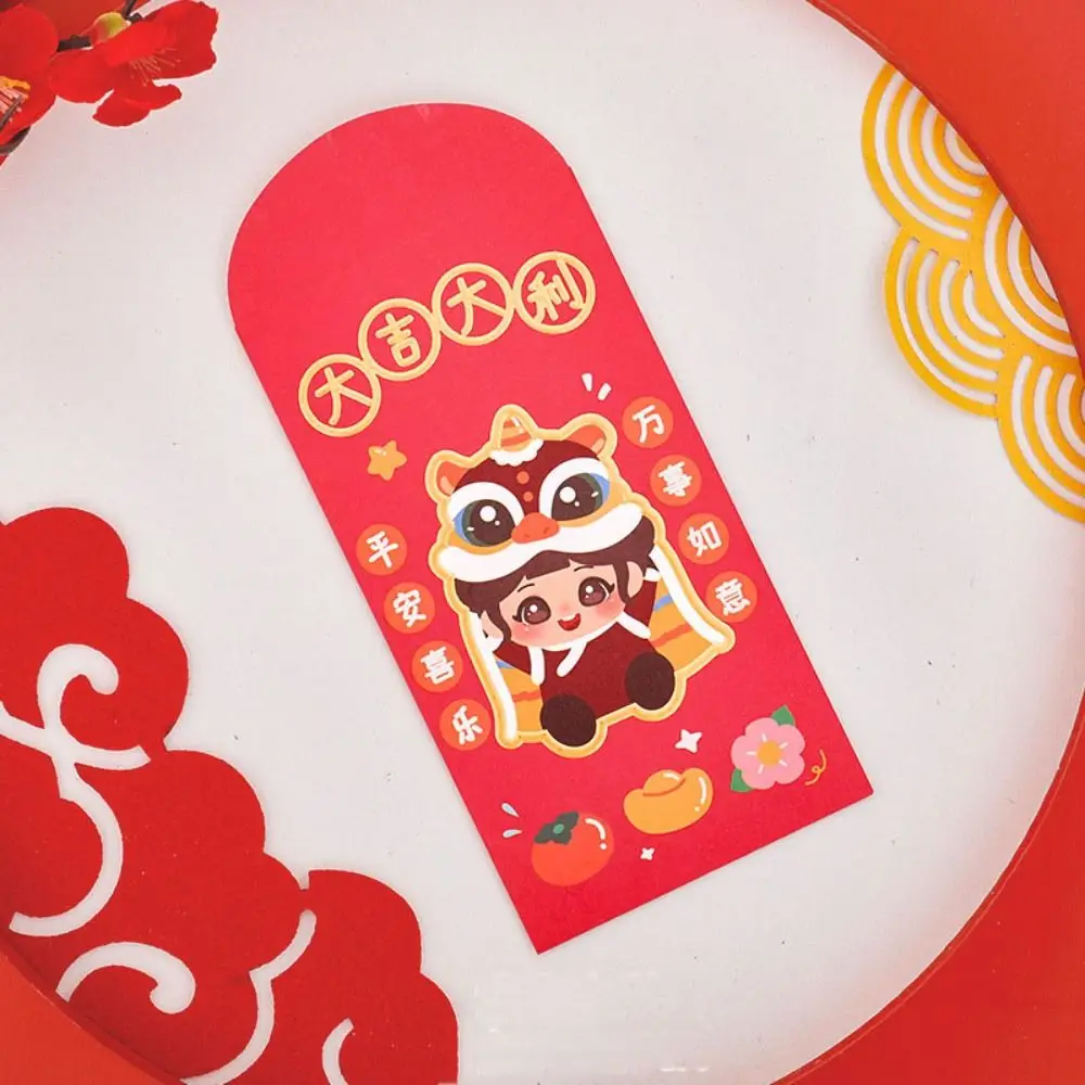 5 stks/set Cartoon Draak Jaar Rode Envelop Leuke 3D Ontwerp Nieuwjaar Rood Pakket Hot Stamping Cartoon Envelop Tas kinderen Gift