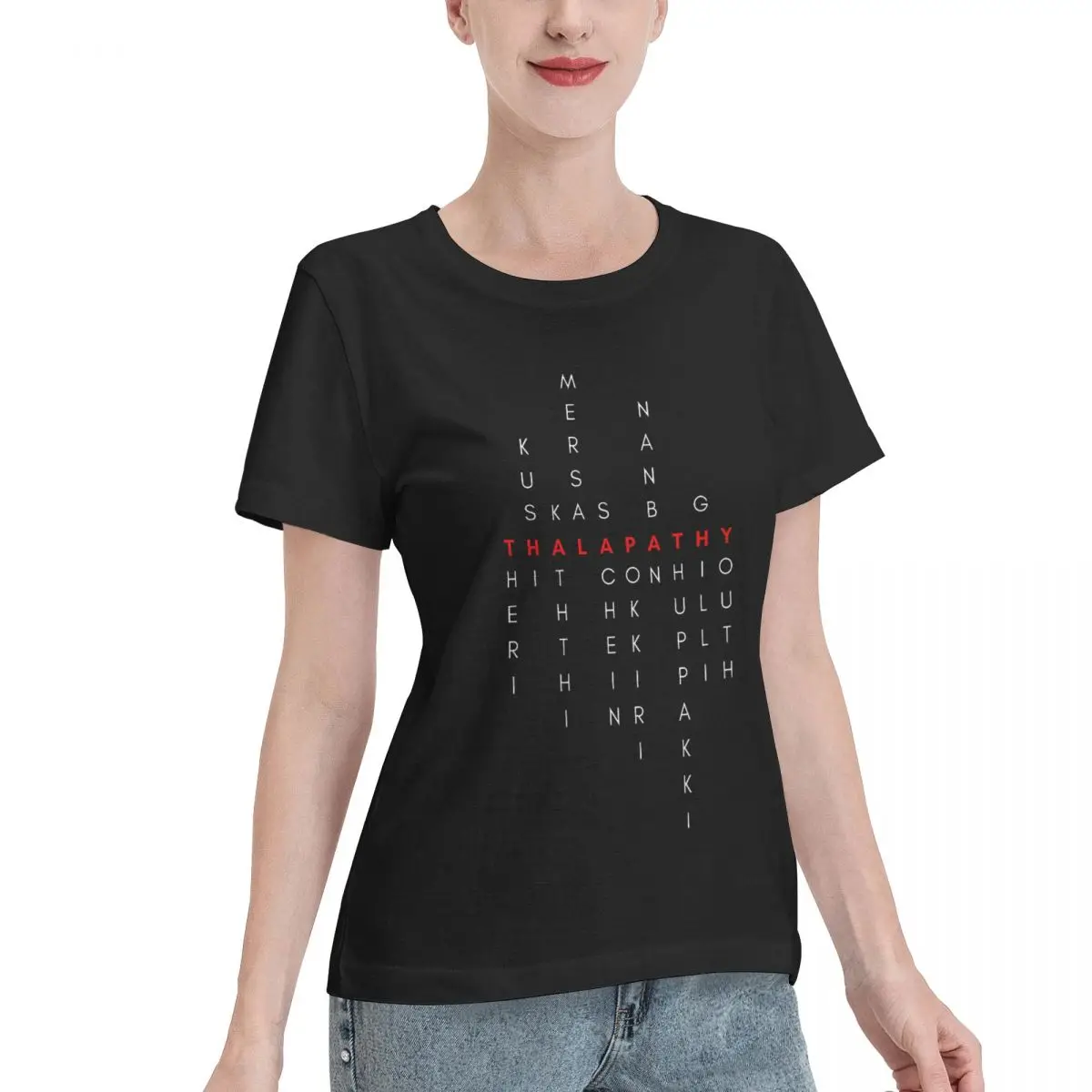 Popular On Social Thalapathy Vijay Tamil Movie Titles Women's T-shirt Gym Non Fading Tee