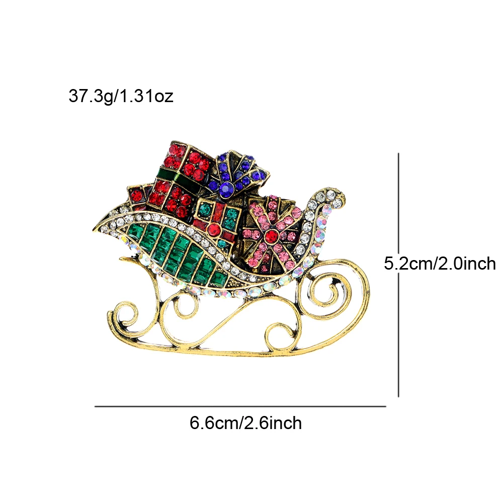 CINDY XIANG Rhinestone Large Sled And Christmas Gift Brooch Luxury Fashion Party Decoration Pin New Design 2023