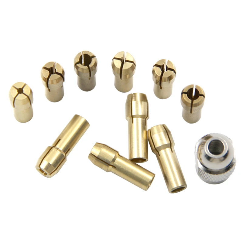 1Set Mini Brass Drill Chucks Collet Bits 0.5-3.2mm 4.3mm Shank Screw Nut Replacement For Rotary Tool Accessories