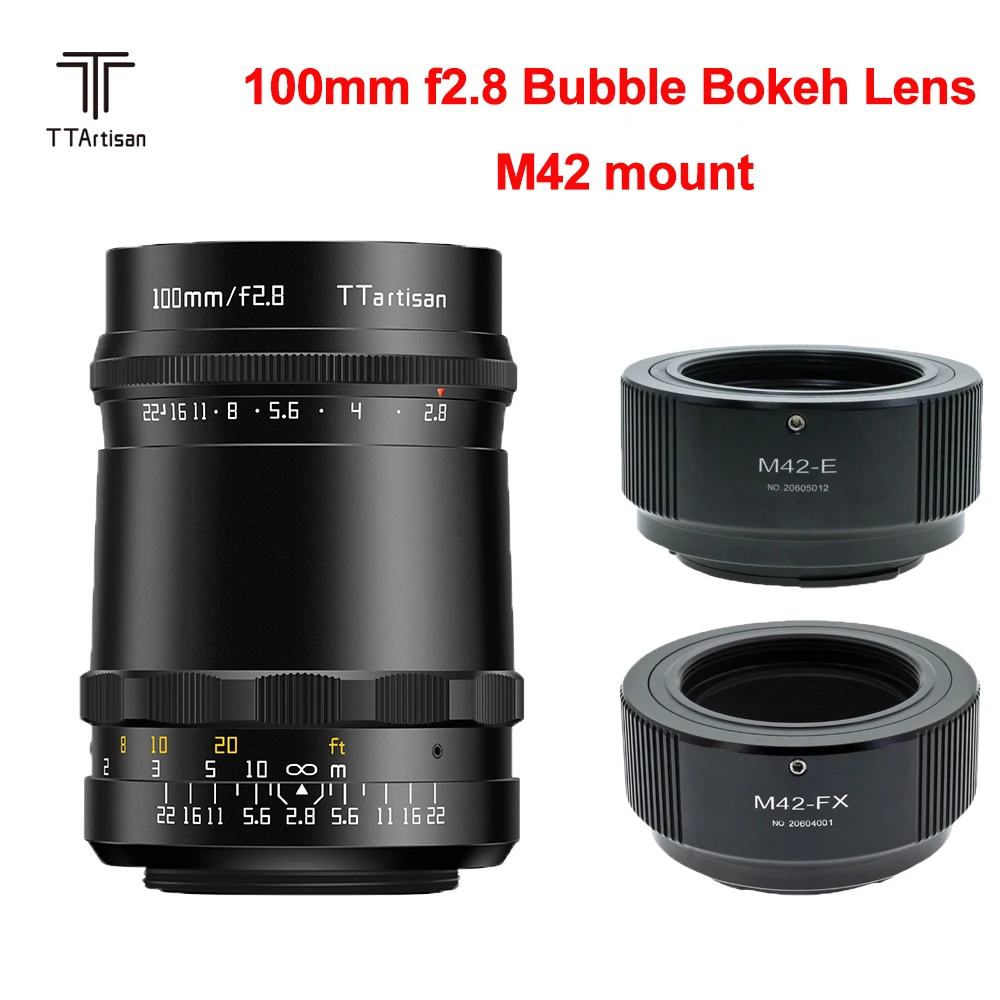 TTArtisan 100mm F2.8 MF Full Frame Soap Bubble Bokeh Camera Lens for M42-Mount Adapt to Sony E Fujifilm XF Nikon Z-Mount