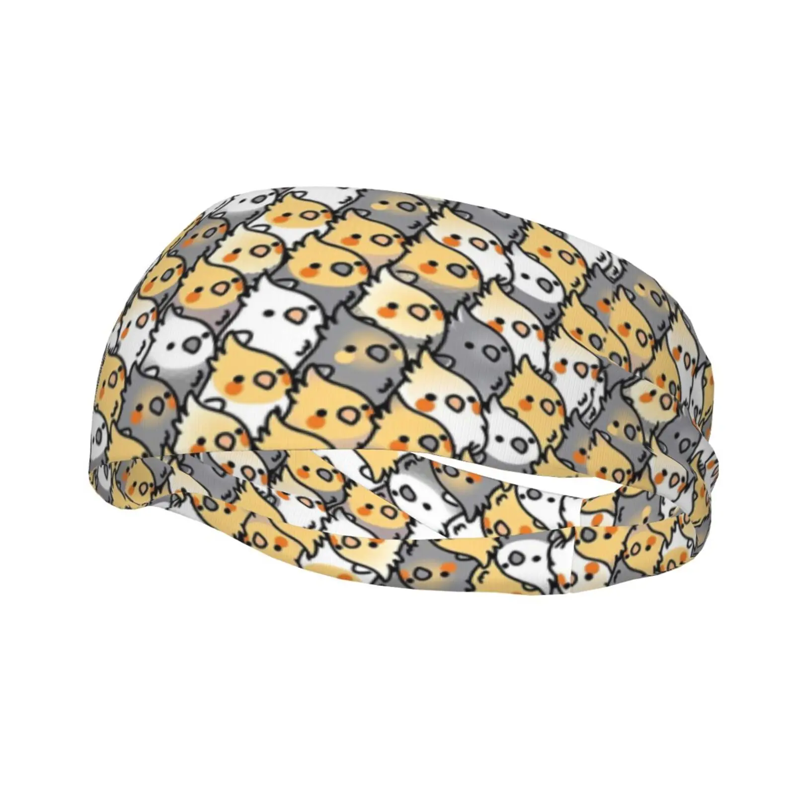 Cute Cockatiel Bird Print Sweatband Headband, Elastic Sweat Wicking Sports Head Wrap for Yoga Running