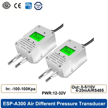 LCD gas air pressure sensor digital wind differential pressure transmitter 4-20mA 0-5/0-10V output sensor -100-0-100Kpa DC12/24V
