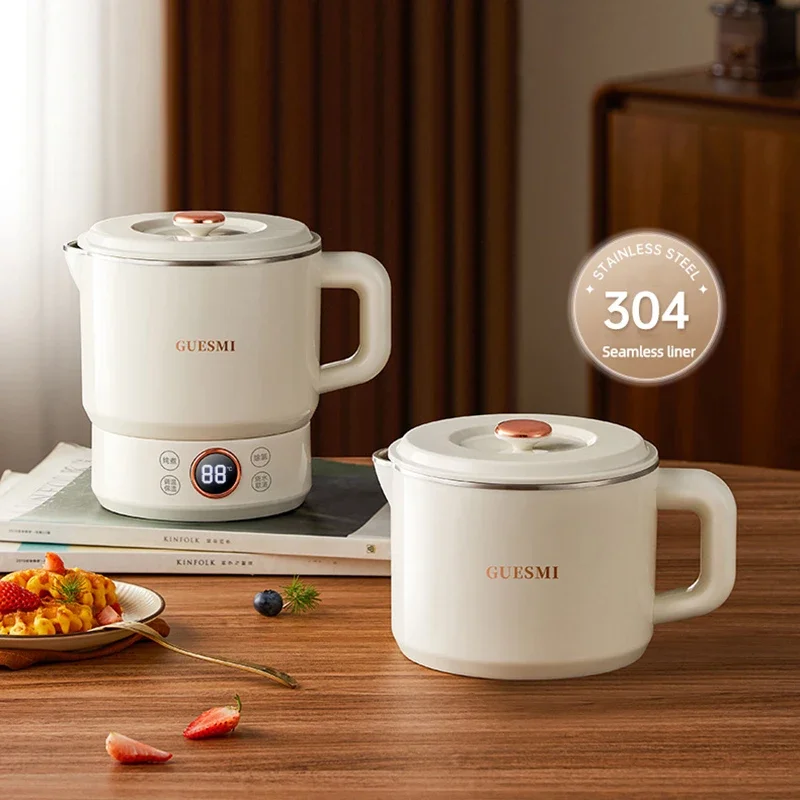 1500 مللي 304 الفولاذ المقاوم للصدأ غلاية كهربائية قابلة للطي المحمولة مع 800 مللي كوب التدفئة السفر ودية الطبخ بطيئة براد شاي