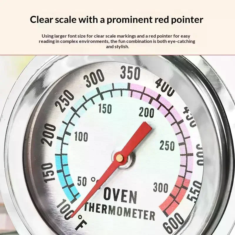 1Pcs Kitchen Tools 300°C Stainless Oven Thermograph Mini Dial Stand Up Temperature Meter BBQ Thermograph Household Oven Cookware