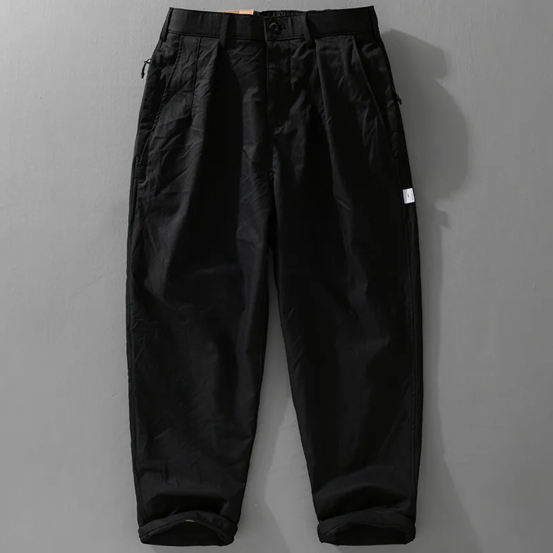 

Men's retro trendy casual pants, loose straight leg, fashionable and versatile, comfortable and casual, solid color pants