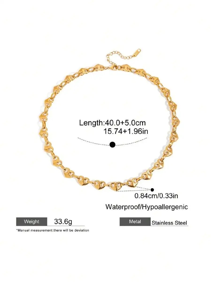 

Heart Shape Buckle Chain Necklace Stainless Steel Gold Tone