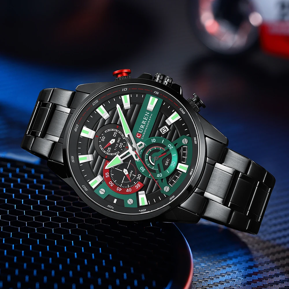 CURREN 8415 Men Luminous Watch Reloj Hombre Simple Multifunctional Quartz Watch Sport Stainless Steel Strap Business Waterproof