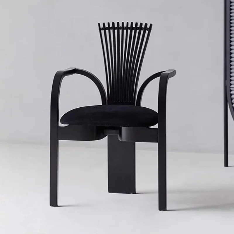 Fan chair dining chair art solid wood designer senior Internet celebrity special-shaped chair