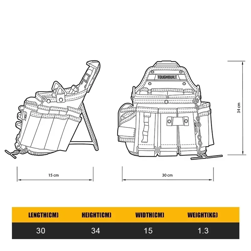 TOUGHBUILT TB-CT-104 Master Electrician's Pouch Shoulder Bag Durable Tool Accessories
