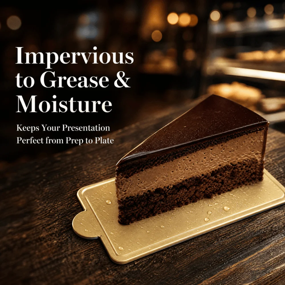 300pcs Cardboard Mousse Cake Board Rectangular 100x60mm Cake Dessert Board Oil Resistant Gold Baking Cake Board Cake Slices