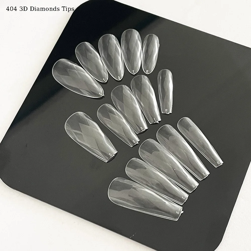 

3D Diamonds Накладные кончики ногтей 0-11 Акриловые накладные кончики 120 шт. Ромбические миндалевидные ногти Балетные кончики Квадратная основа Длинные накладные кончики ногтей 404art