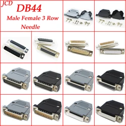DB44 Solder Head Male Plug/Female Socket Plastic Housing Kit 3 Row 44 Pin Serial Connector D-SUB 44 Adapter Grey Black Housing