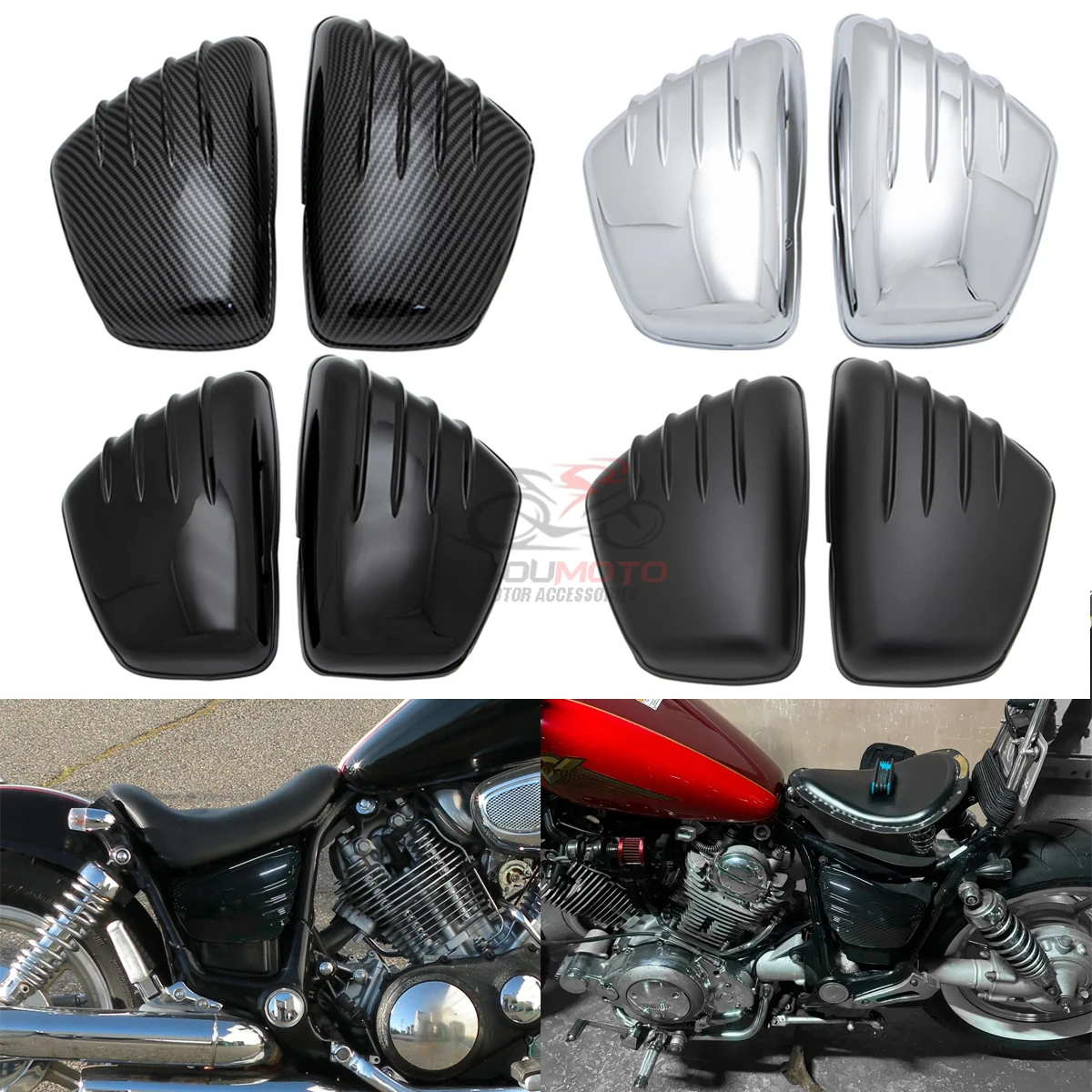 Motorradteile 2 x seitliche Batterieverkleidungsabdeckungen für Yamaha Virago XV700 XV750 XV1000 XV1100 XV 700 750 1000 1100