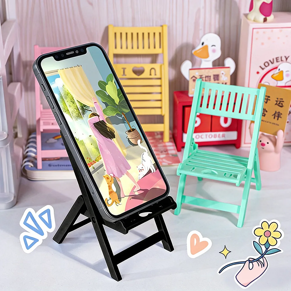 

Мини-подставка для телефона в форме пляжного кресла, складная, универсальная, в конфетных цветах, держатель для мобильного телефона, многоугольная подставка для стола и планшета