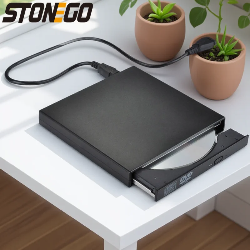 

USB-внешняя запись компакт-дисков RW, DVD-считыватель компакт-дисков, плеер для Windows, Mac, портативный компьютер, 2 USB-кабеля в комплекте