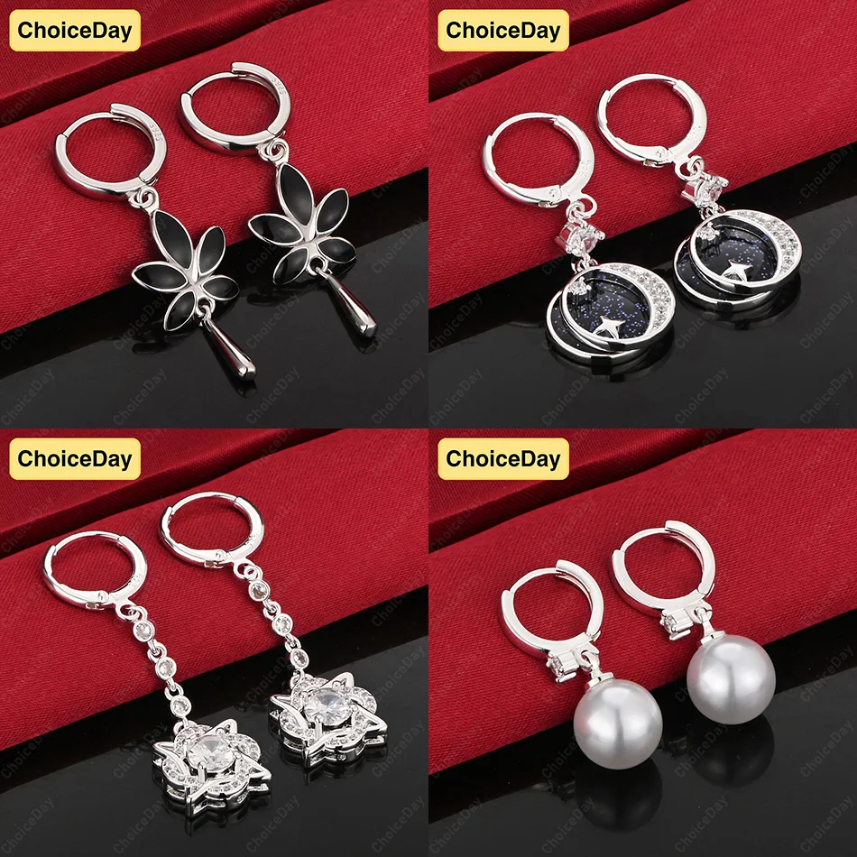 

ChoiceDay 925 Sterling Silver Delicate Round Beads Geometric Drop Earrings Women Gift Jewelry Accessories Party