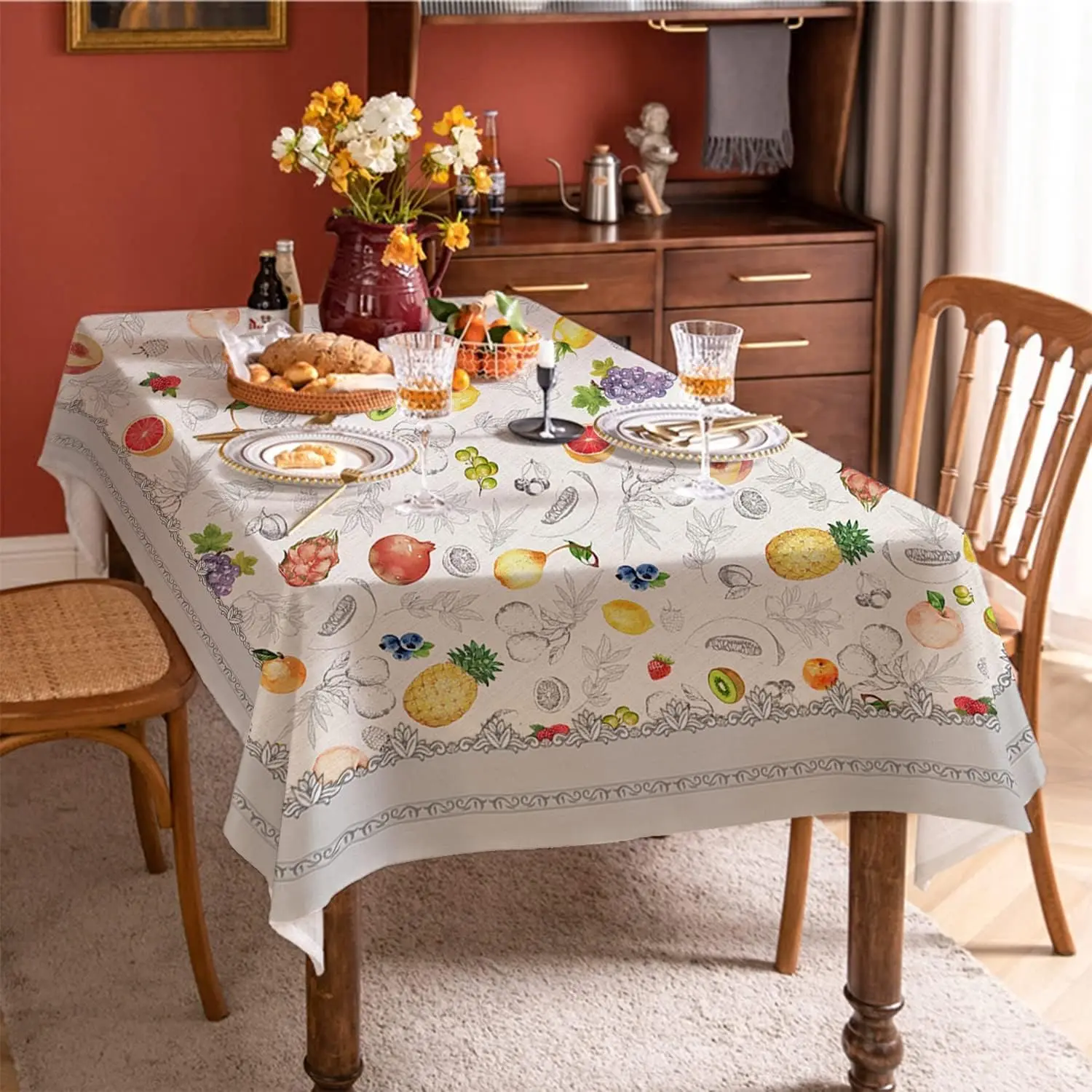 Daisy Tafelkleed Blauw Bloemen Rechthoek Tafelkleed Lente Zomer Waterdicht Duurzaam Tafelkleed voor Keukentafel Outdoor Picknick