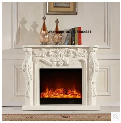 

Model 8085 Modern LED Electric Fireplace 1500W Heated Wood Stand Remote Control US Plug LED Light Flame Indoor Use