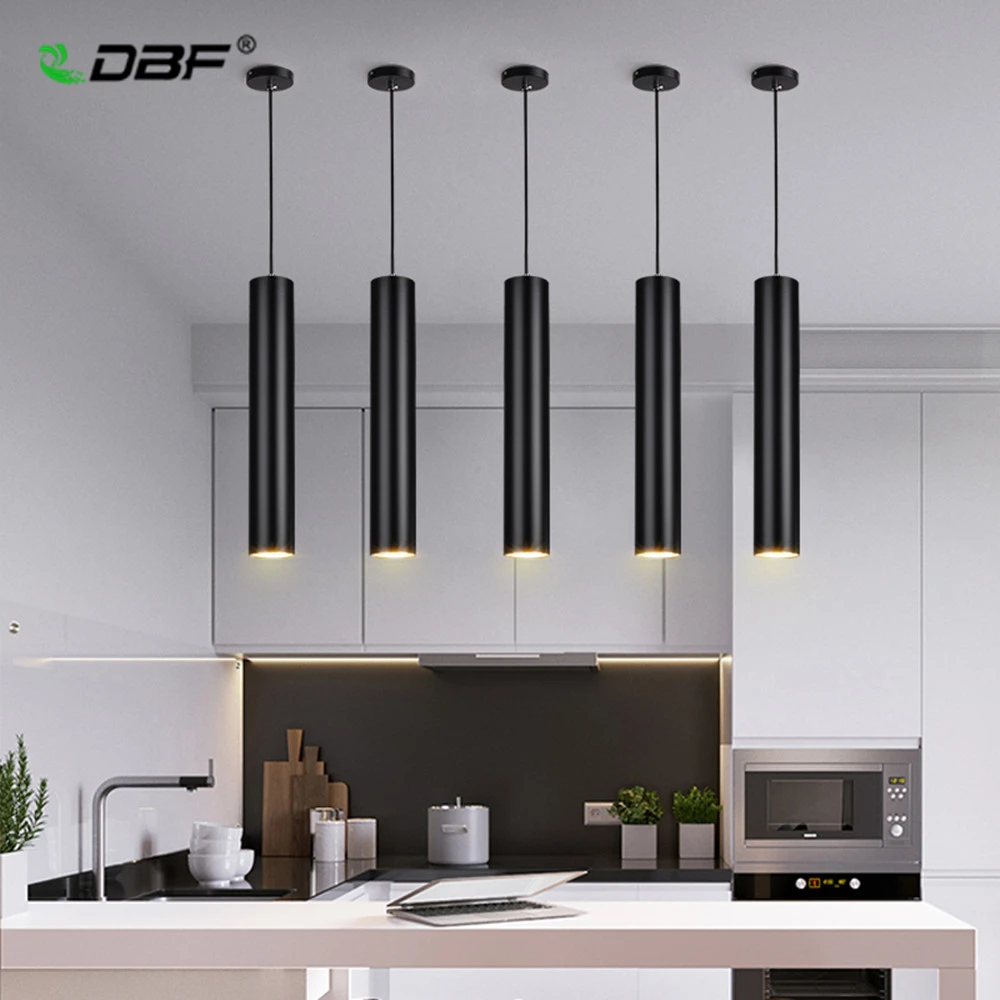 

Modern Long Tube LED Pendant Lamp Kitchen Island Dining Room Shop Bar Counter Decoration Dimmable Cylinder Pipe Pendant Light