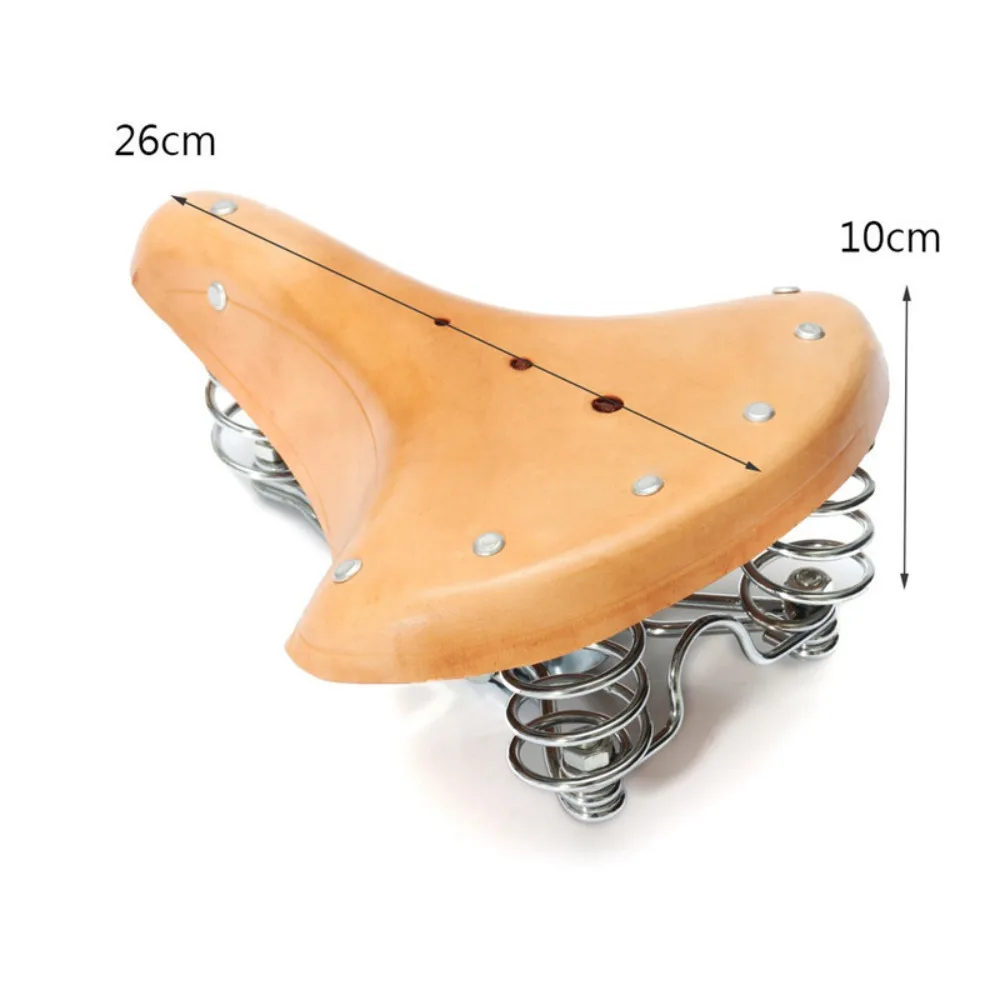 Real Leather Bicycle Seat Cushion, Retro Saddle, Elephant Trunk, Spring Equipment, Old Style Seat, Mountain Bike, Retro