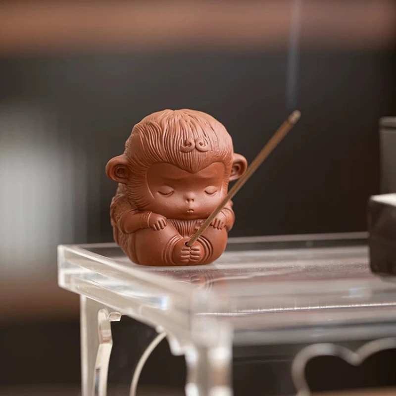 Sun Wukong Affenkönig Statue Räucherstäbchenhalter Tee-Haustier Einzigartige Zen-Schreibtischdekoration Sammlerstück Geschenk für Männer Zuhause Büro