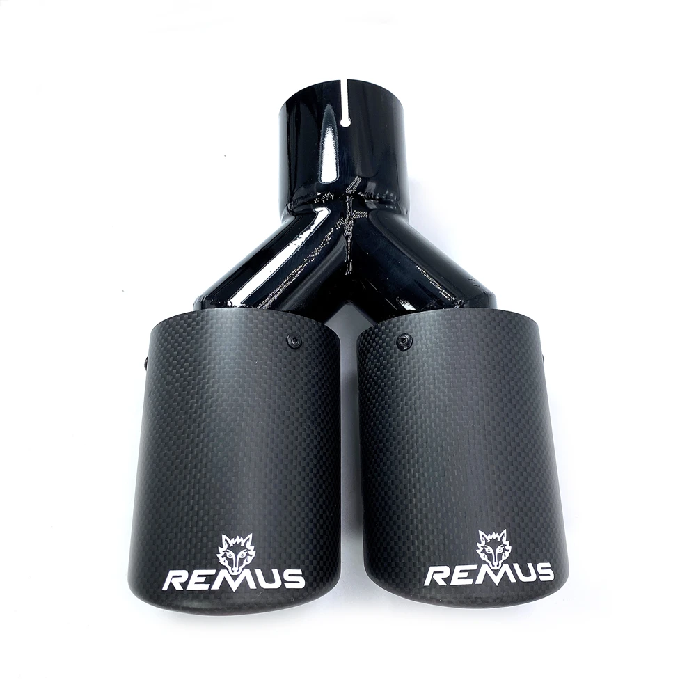 1Pcs Remus Car Accessories Matte Carbon Fiber Dual Black Exhaust Tip Tailpipe Muffler Tip Exhaust System Auto Tools for All Car