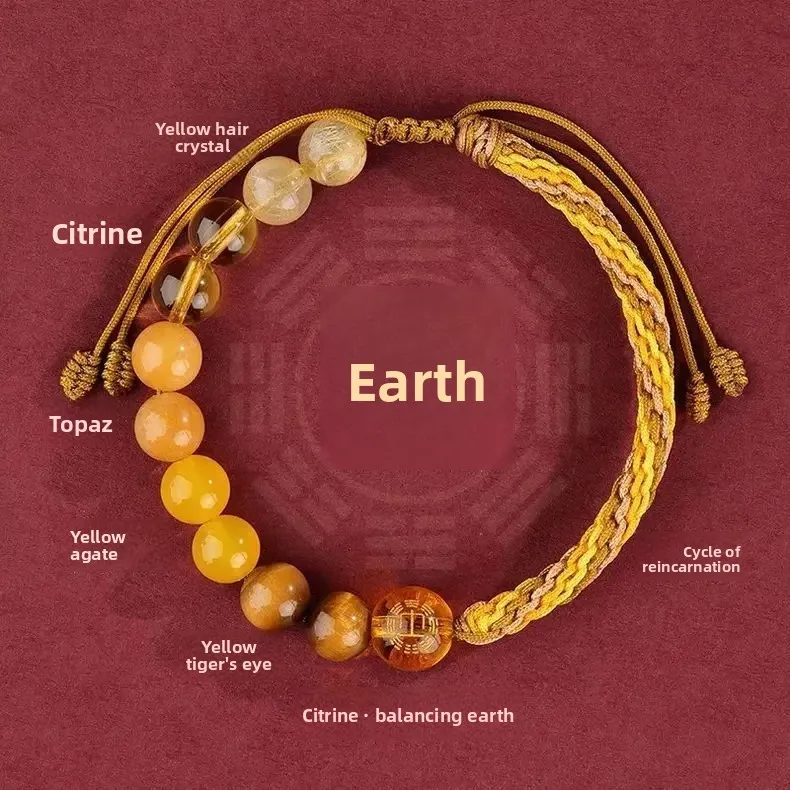 Nanhua Temple Blessing Five Elements Balance Bracelet Duobao Woven Hand Rope Gold Wood Water Fire Earth Amulet Lucky Hand String