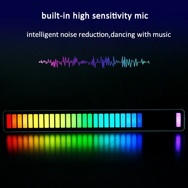 RGB Sound Control LED Light USB Charge Pickup voce Activated Rhythm Lights Color Ambient LED Light Bar of Music Ambient Light