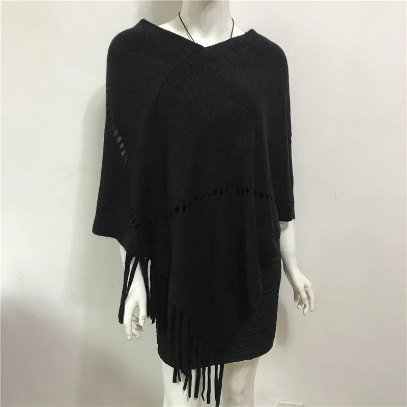 2025 Spring Autumn New Women Loose Irregular Cloak Sweater Pullover Versatile coat Sunscreen Knitting Poncho Cape Shawl Yellow